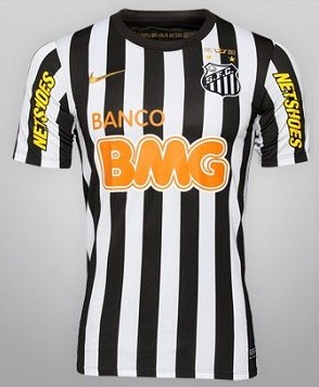 12-13 Santos FC Away Black&White Jersey Kit(Shirt+Shorts) - Click Image to Close